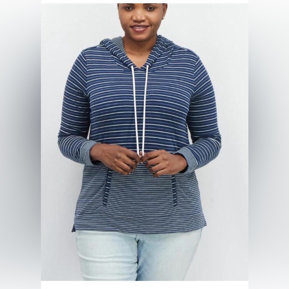 Market & Spruce Navy Striped Hoodie